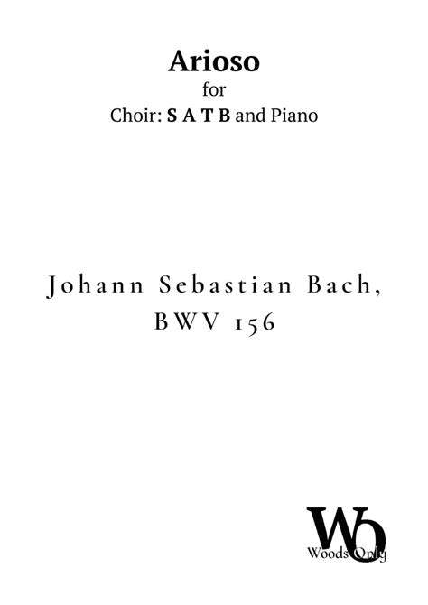 Arioso By Bach For Choir SATB And Piano